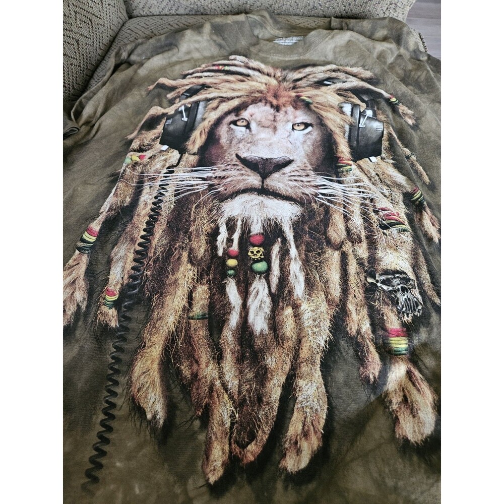 The Mountain "DJ Jahman" Rasta Lion T-Shirt 2XL Pre-Shrunk Cotton - Picture 3 of 3